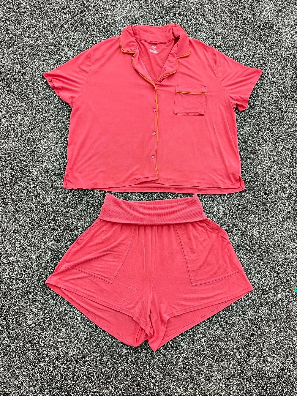 Aerie Coral Pink Pajama Lounge Set L Top M Shorts